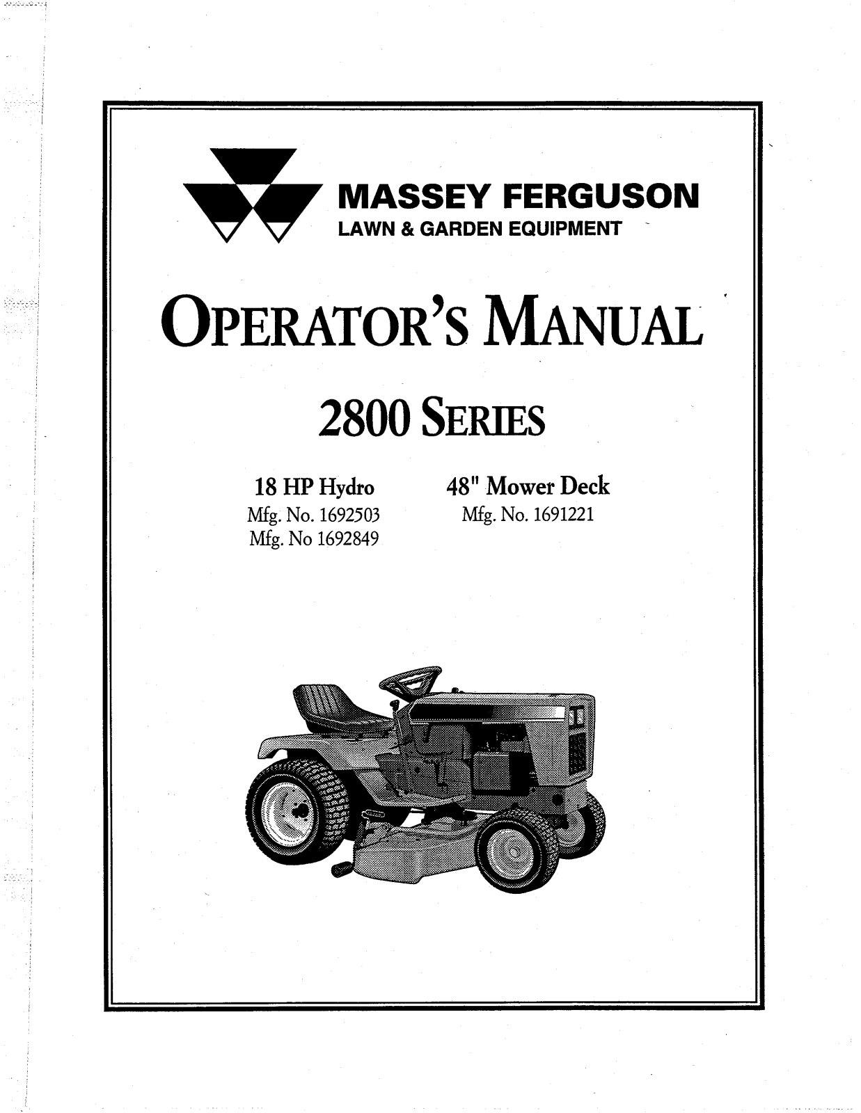 Snapper 1691221, 1692503, 1692849, 2800 User Manual