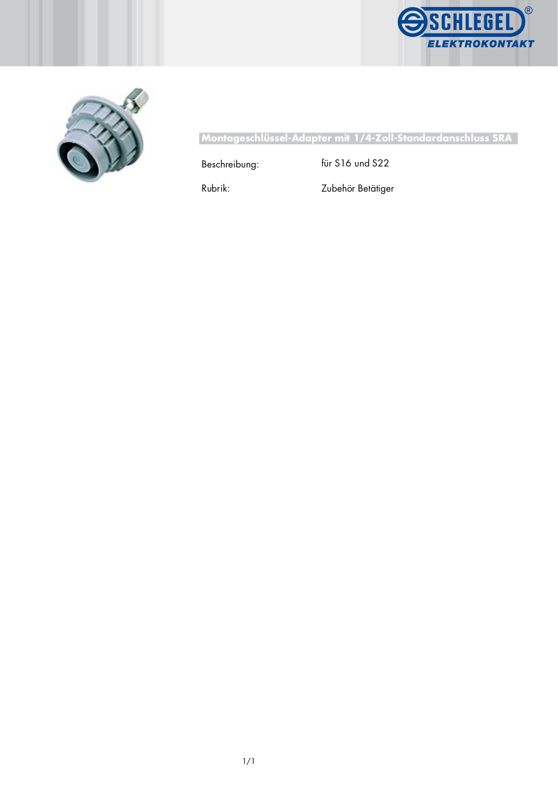 SCHLEGEL SRA Datasheet - ManualMachine.com