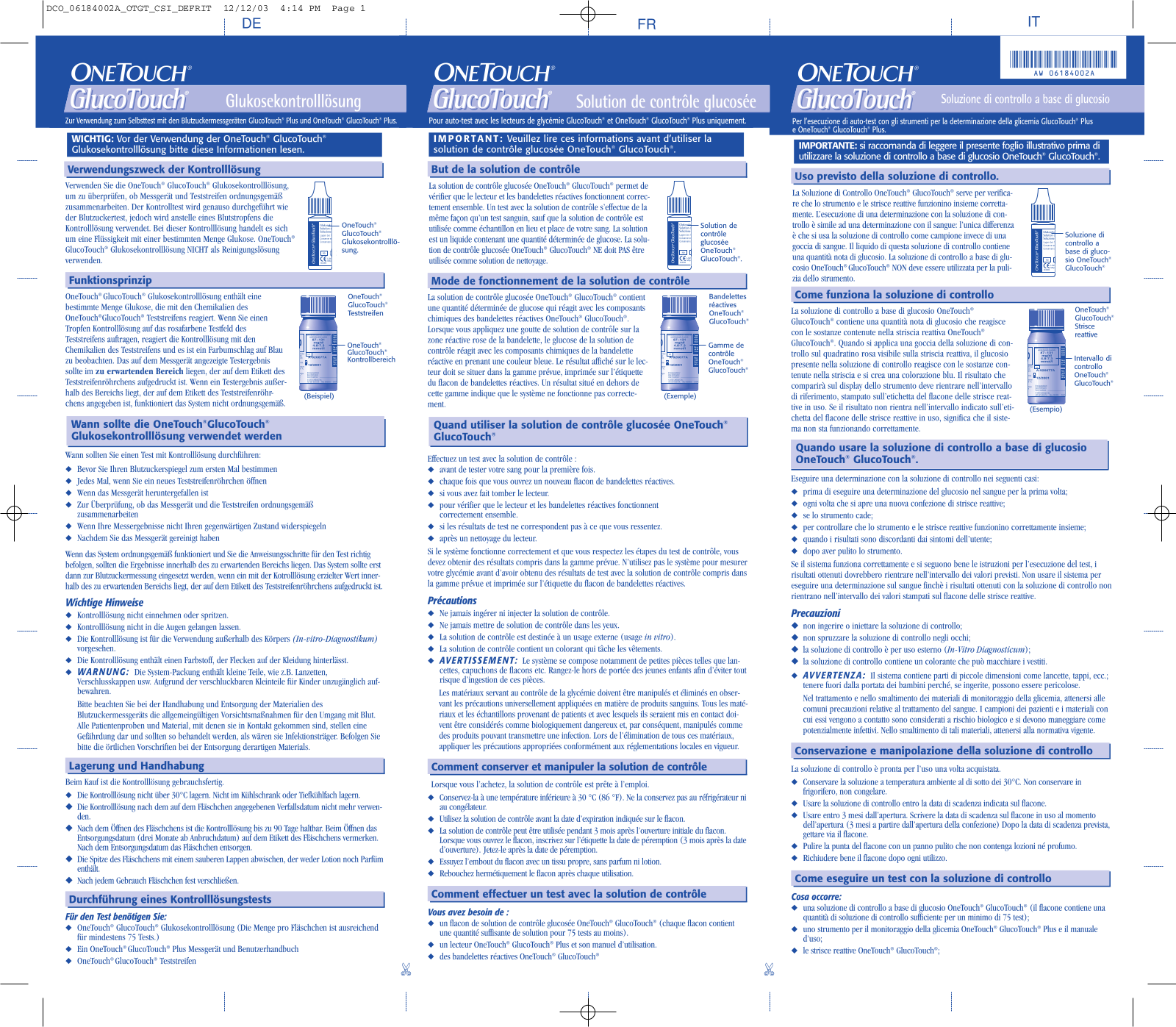 Lifescan ONETOUCH GLUCOTOUCH User Manual