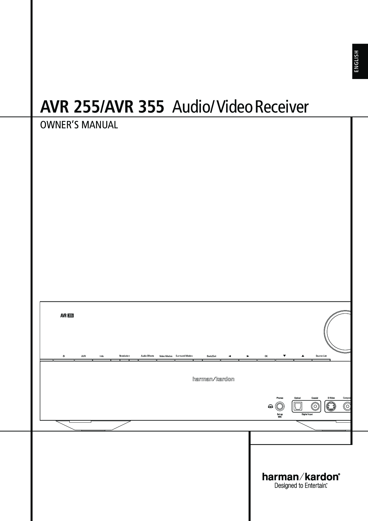 Harman-Kardon AVR 255, AVR 355 User Manual
