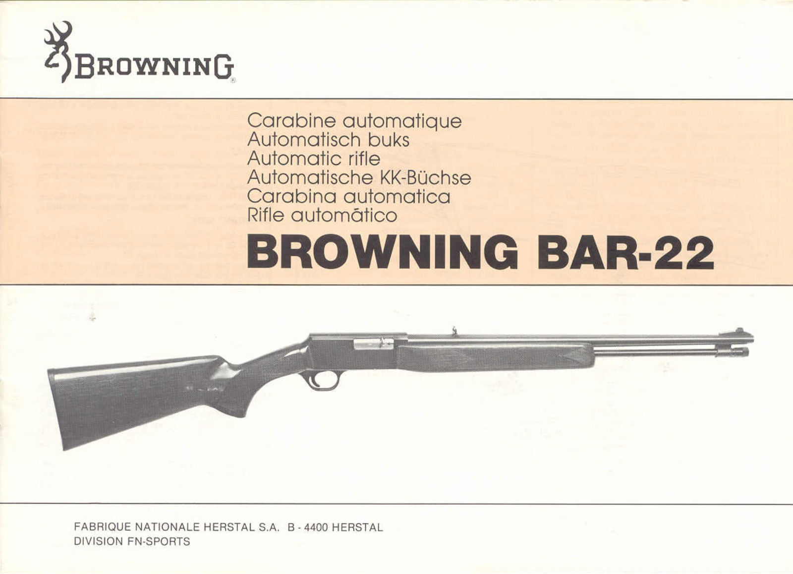 BROWNING BAR 22 User Manual