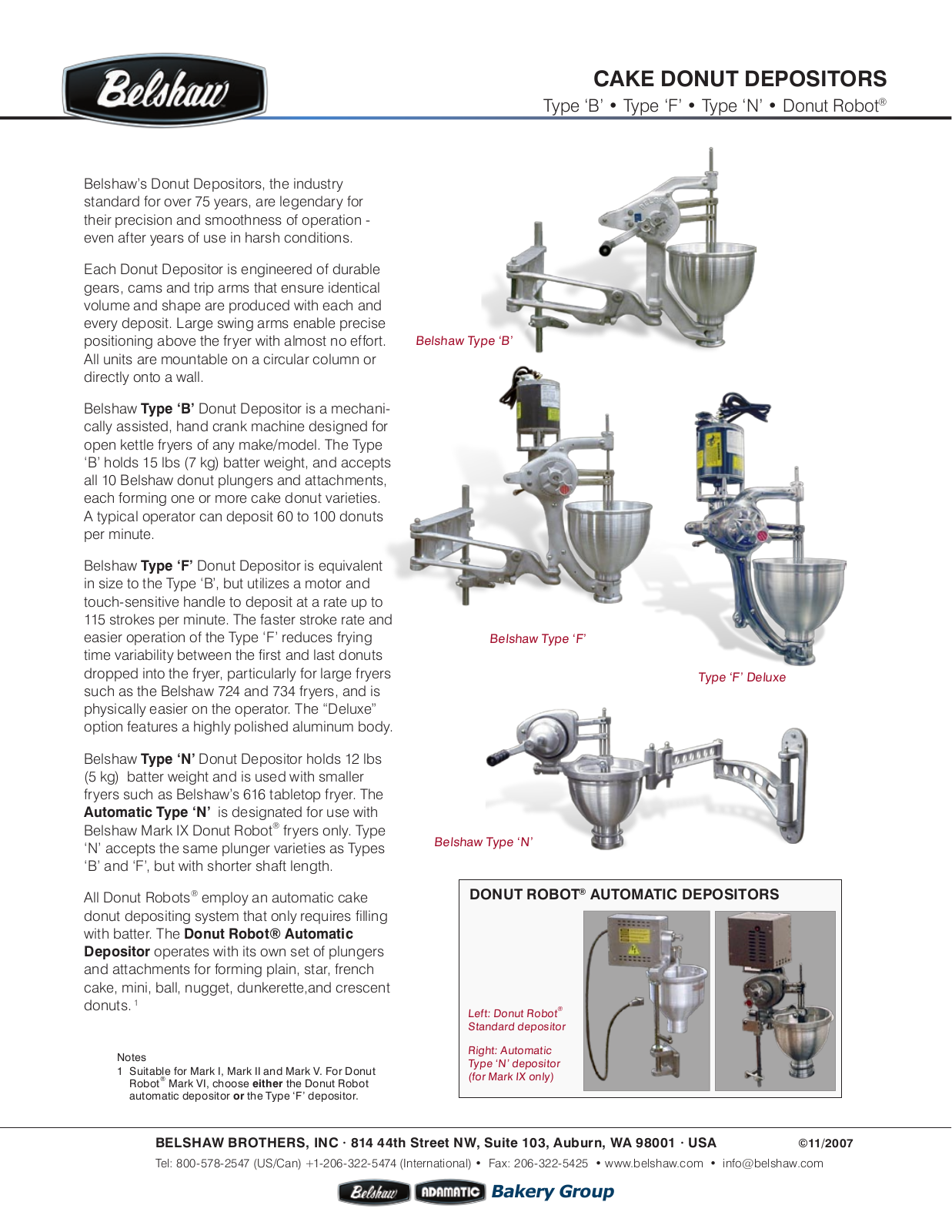 Belshaw Adamatic Donut Robot Mark II User Manual