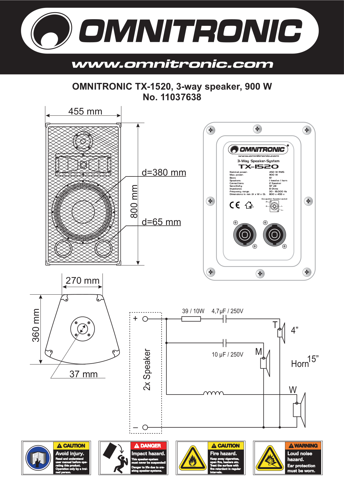 Omnitronic TX-1520 Data Sheet - ManualMachine.com