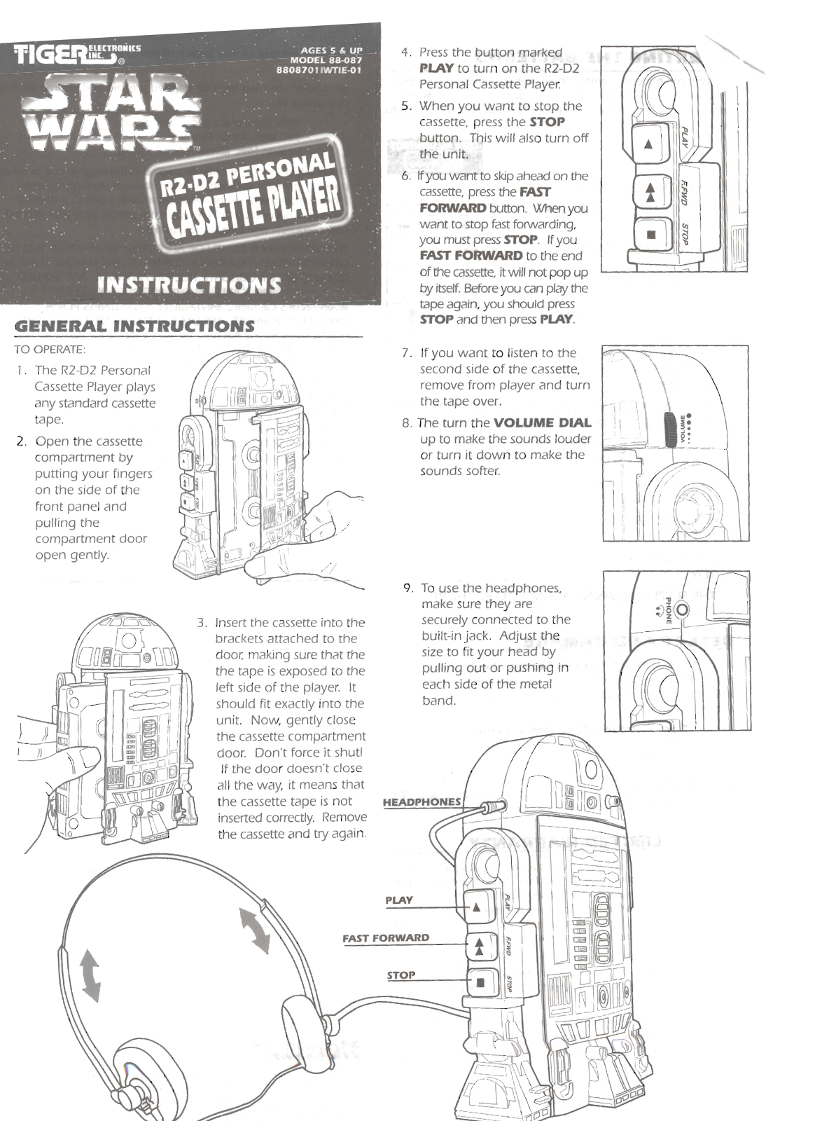 HASBRO Star Wars R2D2 Personal Cassette Player User Manual