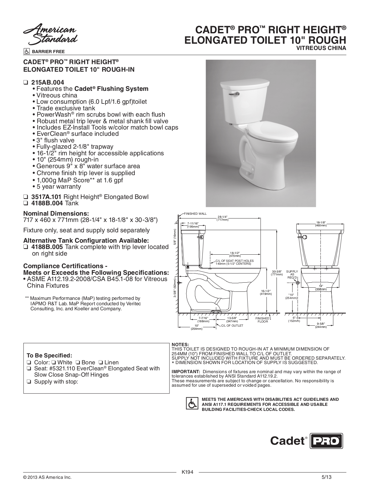 American Standard ASD9808 Specifications - ManualMachine.com