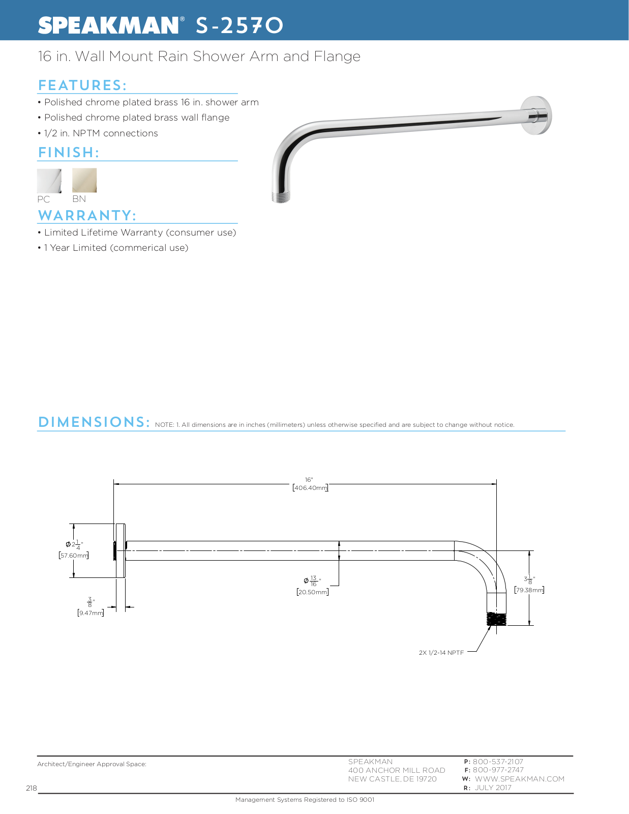 Speakman SPK3456 Specifications - ManualMachine.com