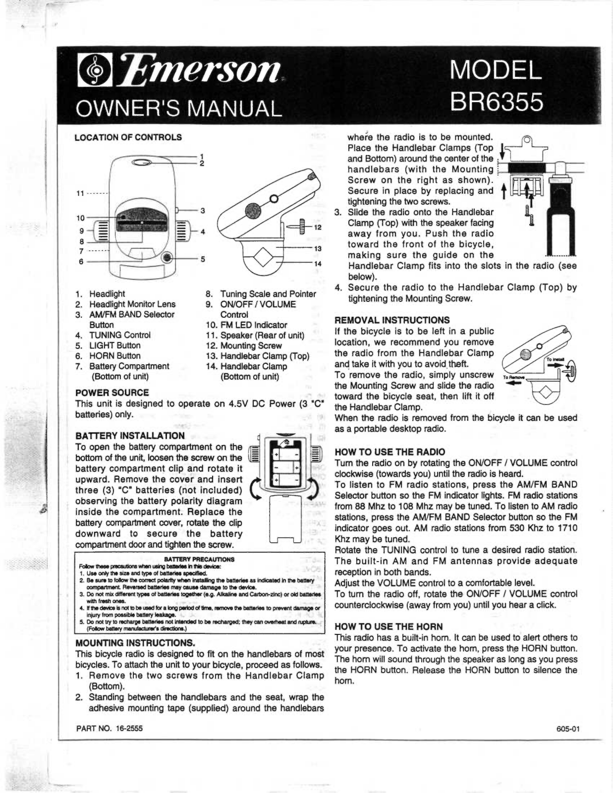 EMERSON BR6355 User Manual