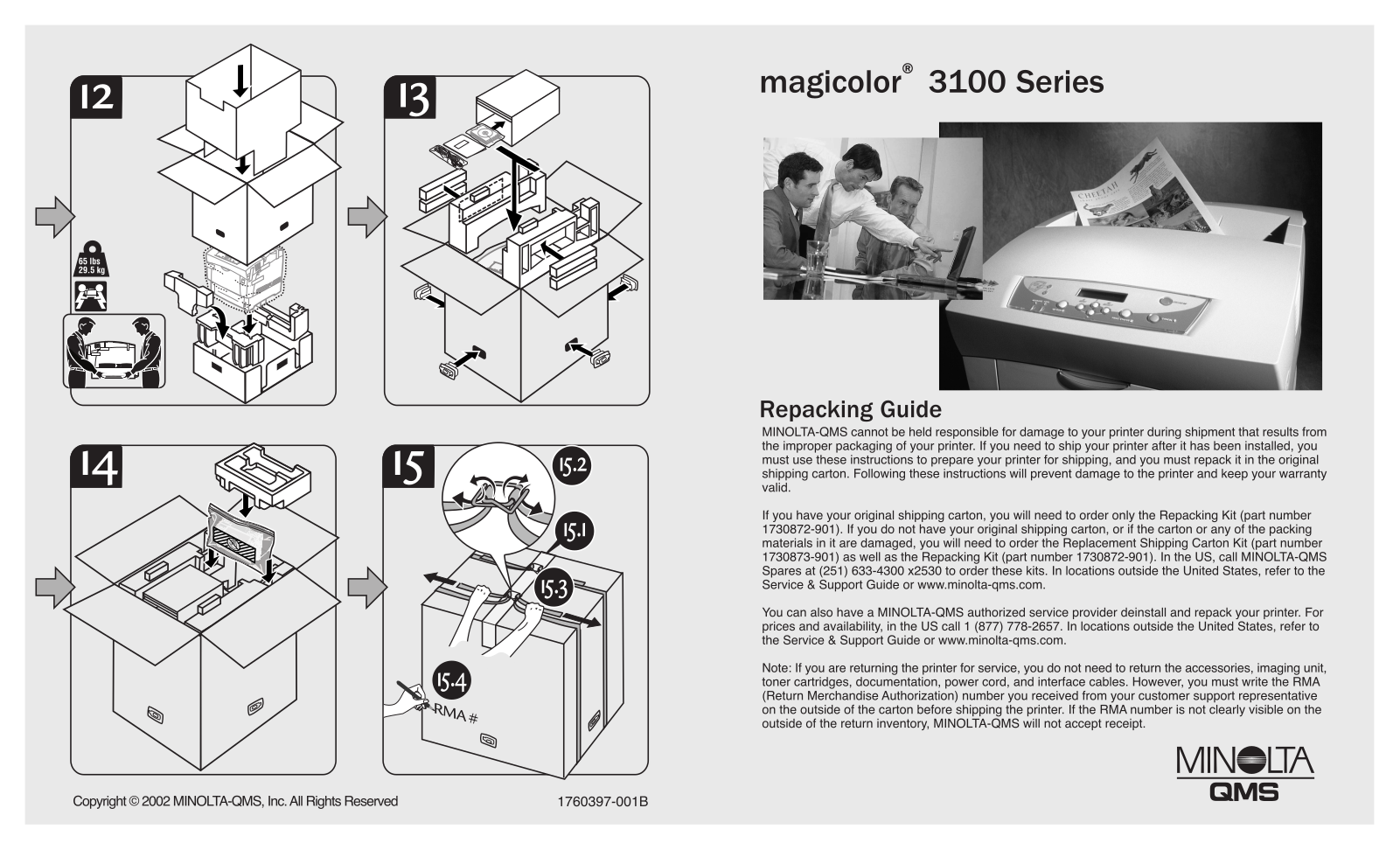 KONICA MINOLTA magic 3100 Repacking Guide