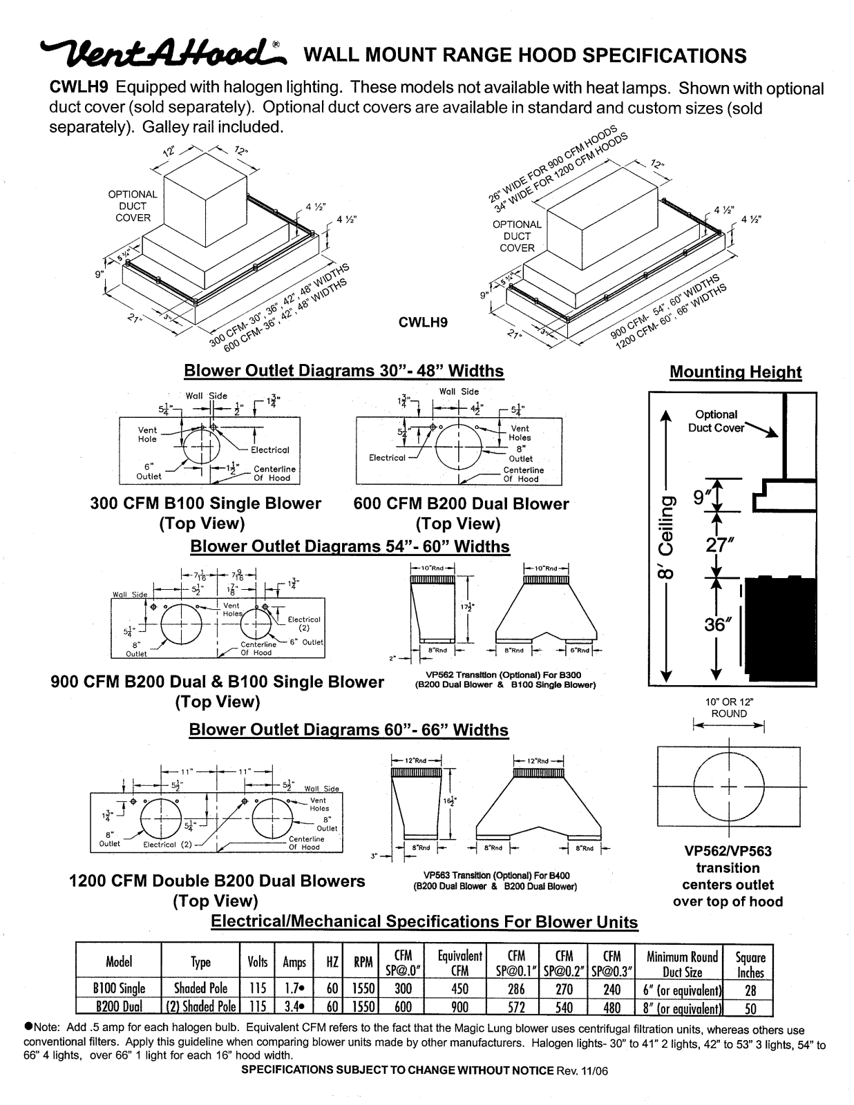 Vent-A-Hood CWLH9130SS Specs