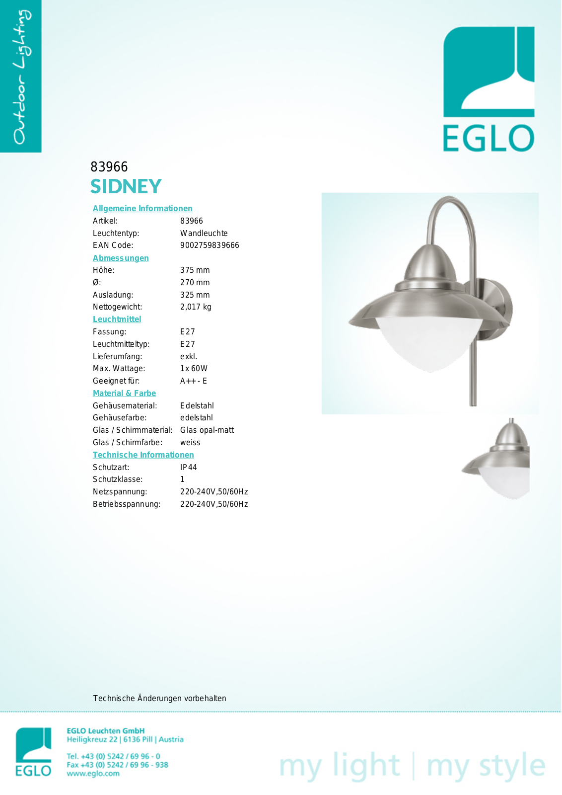 Eglo 83966 Service Manual