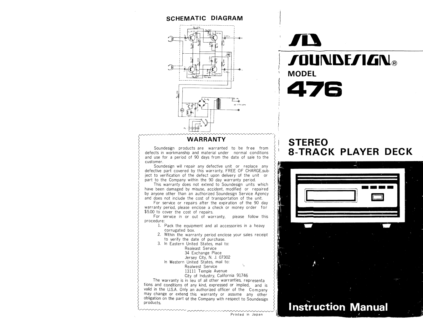 Soundesign 476 Instruction Manual