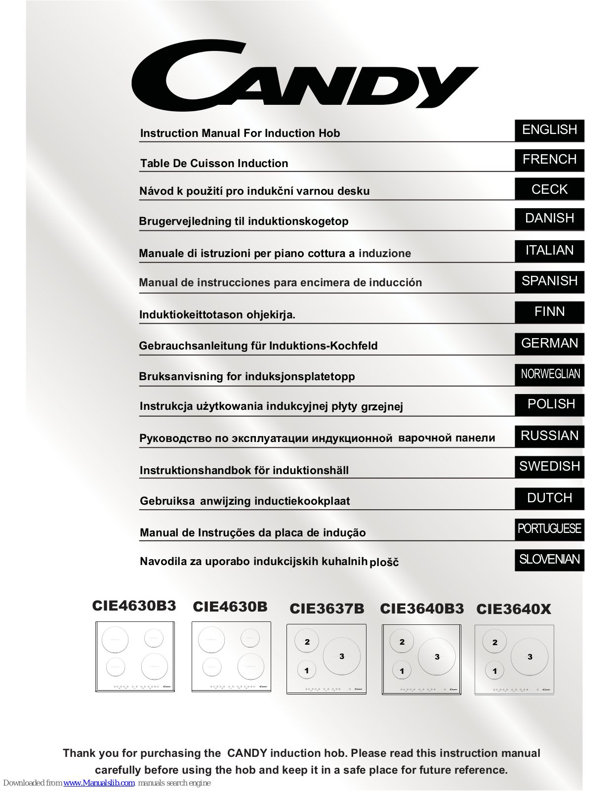 Candy CIE4630B, CIE3640B, 3 CIE3640X, CIE3637B, CIE3640B3 Instruction Manual