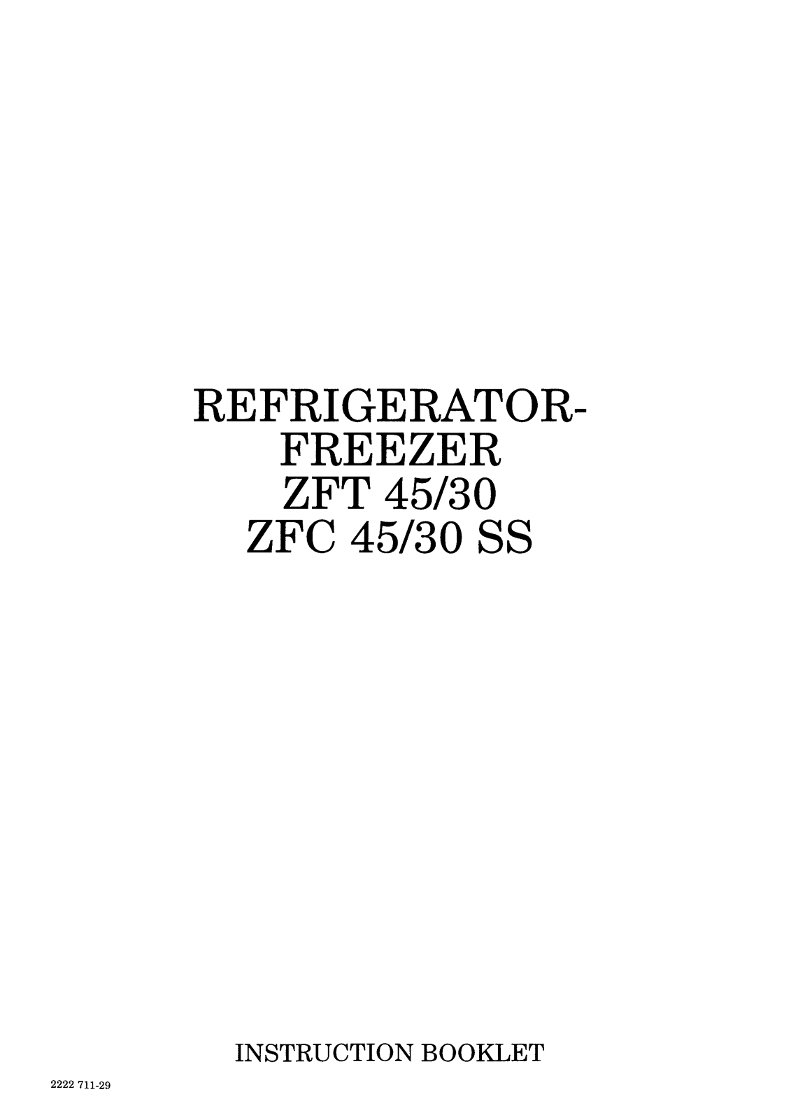 Zanussi ZFT45-30, ZFC45-30SS User Manual