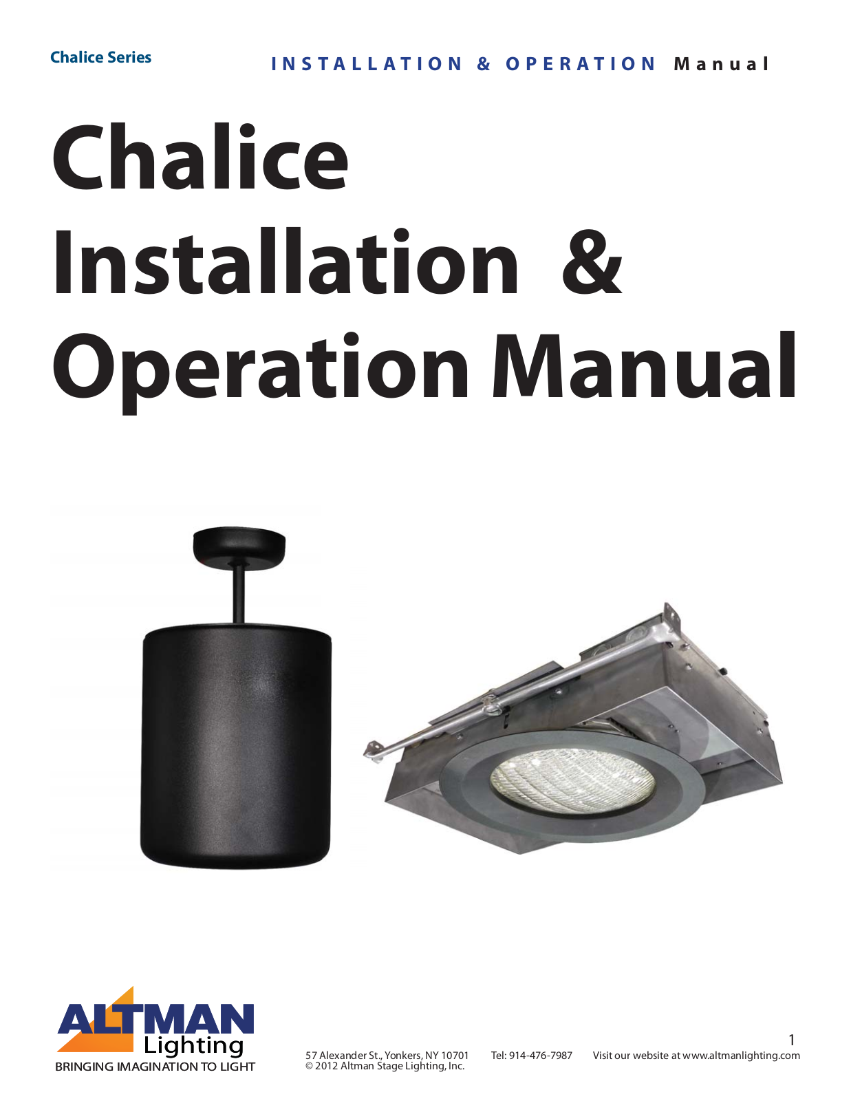 Altman Lighting Chalice User Manual - ManualMachine.com