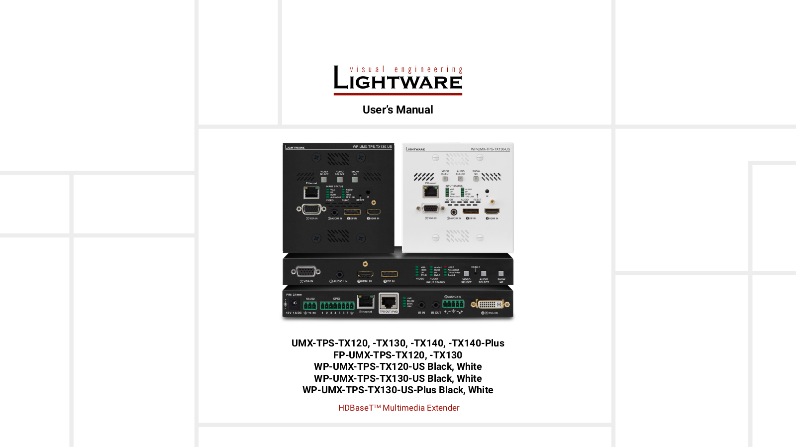 Lightware FP-UMX-TPS-TX120, FP-UMX-TPS-TX130, WP-UMX-TPS-TX120-US Black, WP-UMX-TPS-TX130-US Black, WP-UMX-TPS-TX120-US White User Manual - ManualMachine.com