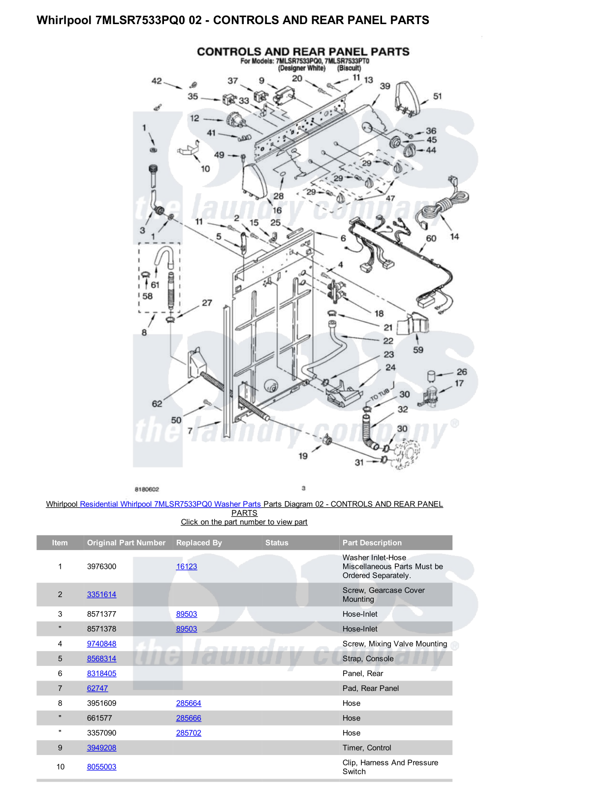 Whirlpool 7MLSR7533PQ0 Parts Diagram