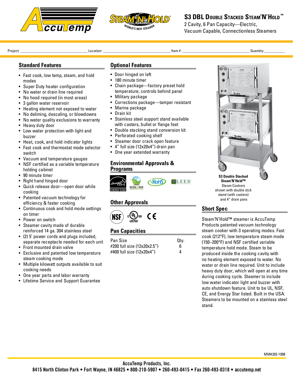 AccuTemp S32081D060DBL, S3-DBL Specifications