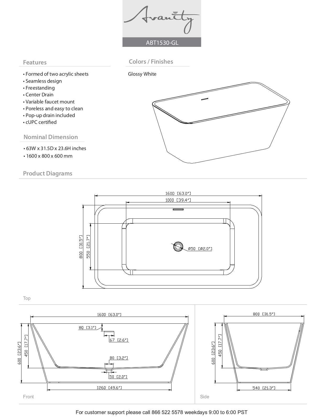 Avanity ABT1530GL Specifications