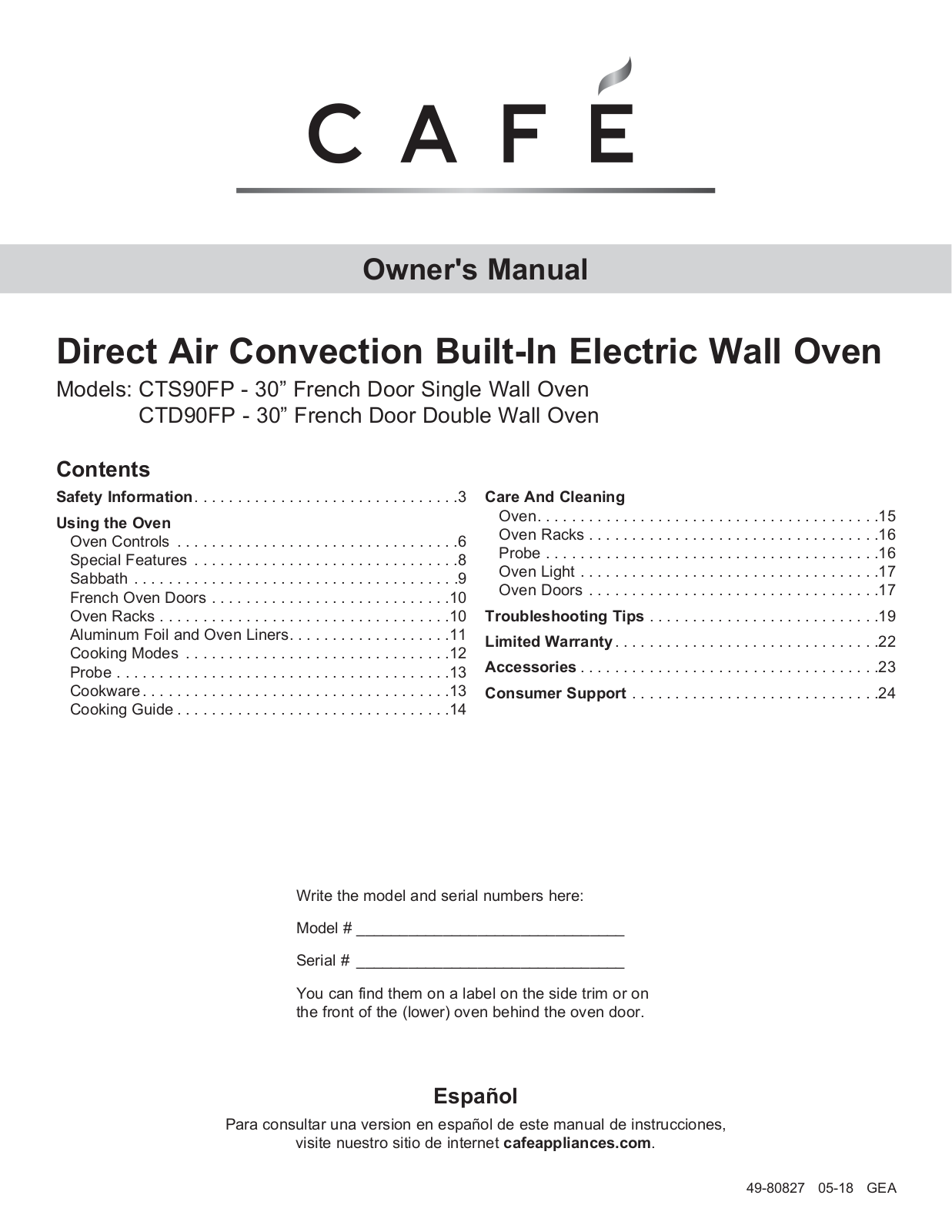 Cafe CTS90FP3MD1, CTD90FP4MW2 User Manual