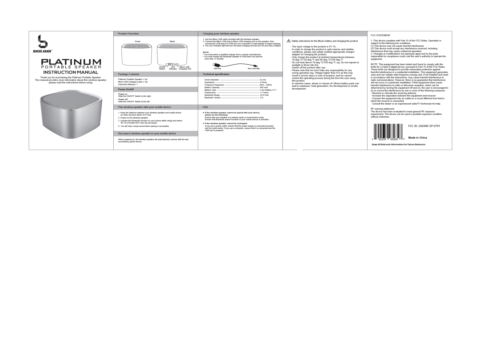 Zeeva SP 0701 Users manual