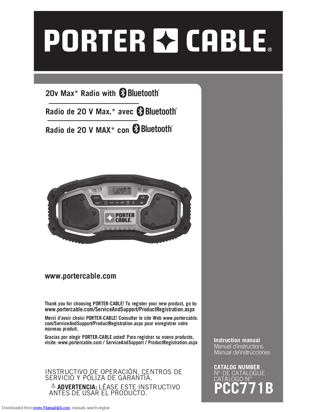 Porter-Cable PCC771B Instruction Manual