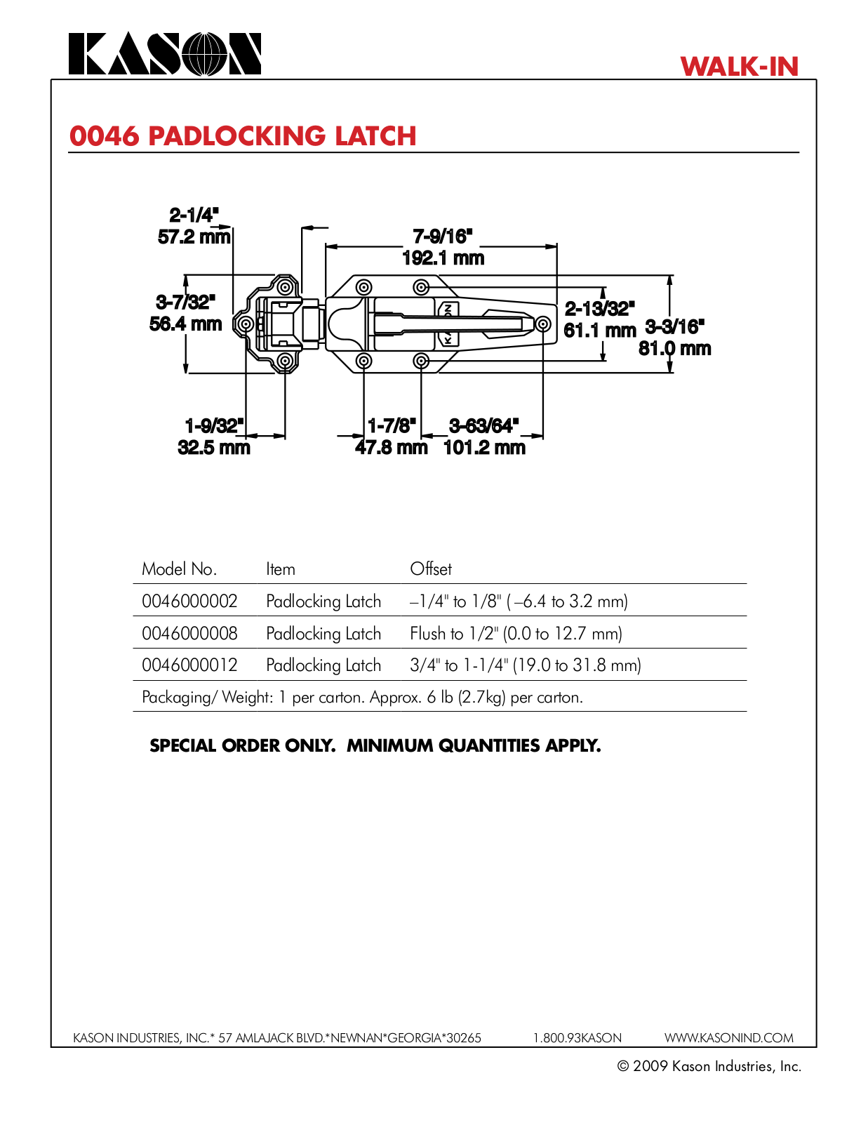 Kason 46, 0046000002, 0046000008, 0046000012 Parts List