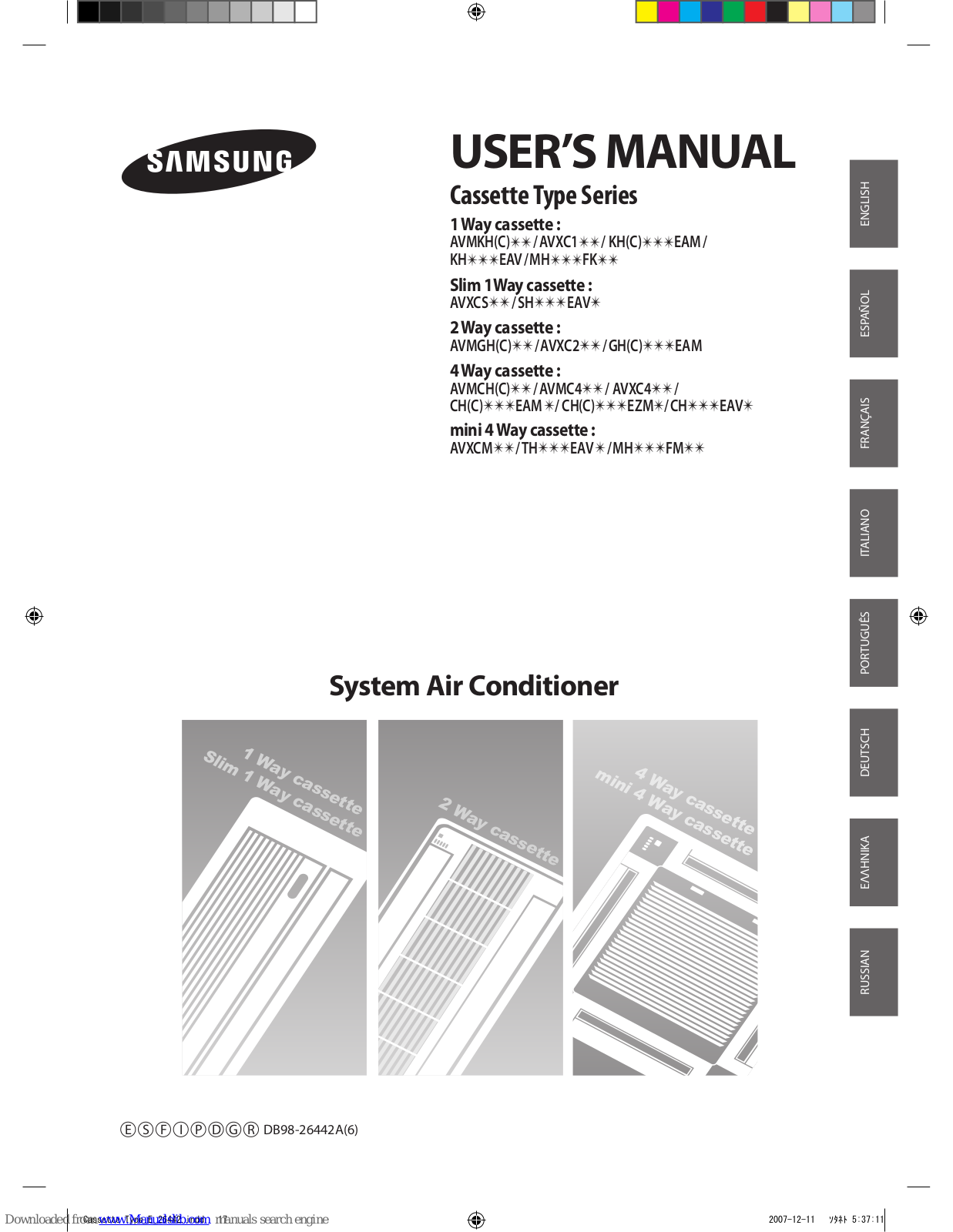 Samsung AVMKH(C) Series, MH-FK Series, AVXC1 Series, KH(C)-EAM SeriesKH-EAV Series, SH-EAV Series User Manual