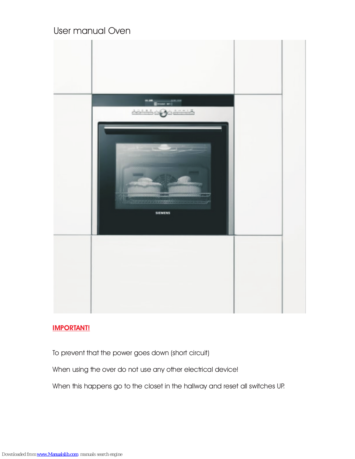 Siemens Oven User Manual