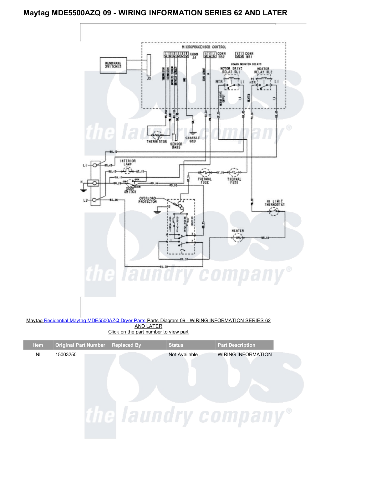 Maytag MDE5500AZQ Parts Diagram