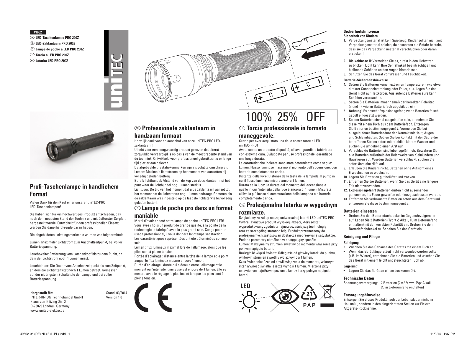 uniTEC Pro 200Z operation manual