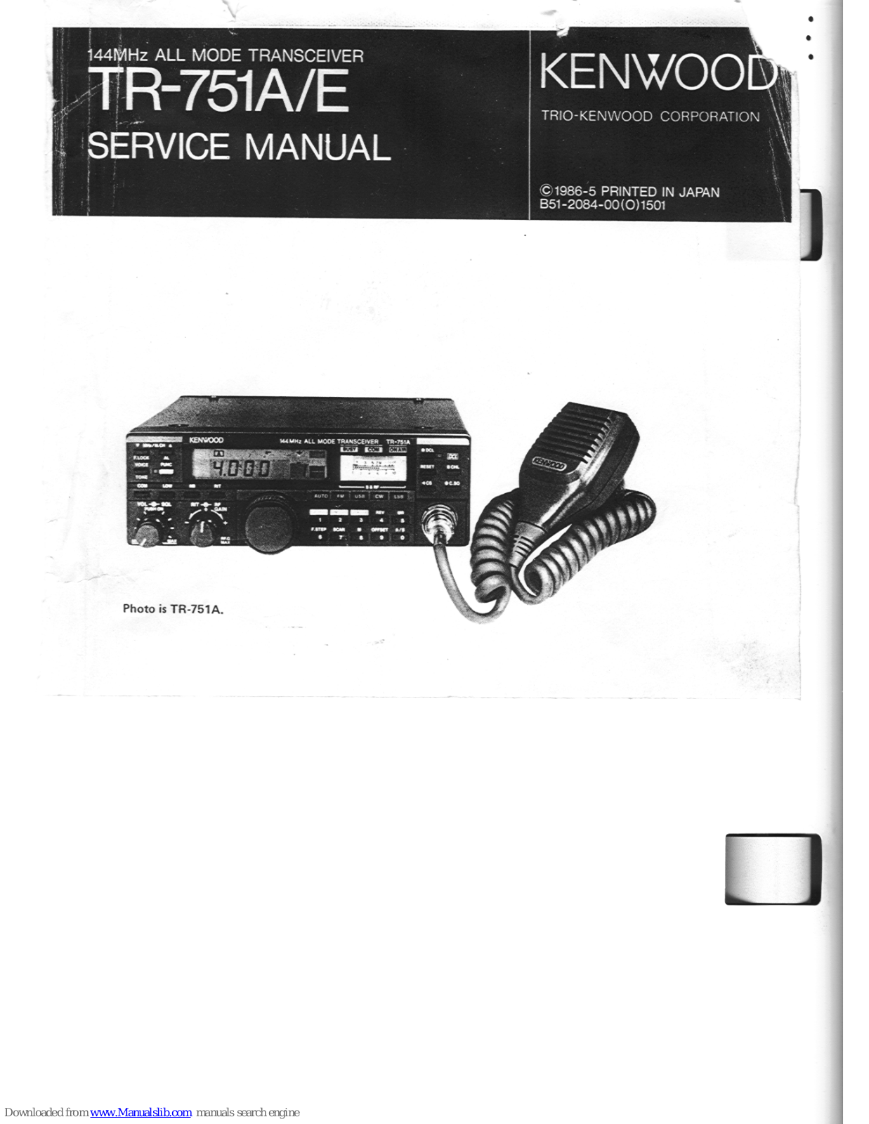 Kenwood TR-751A K, TR-751A M1, TR-751A M2, TR-751E W, TR-751E T Service Manual