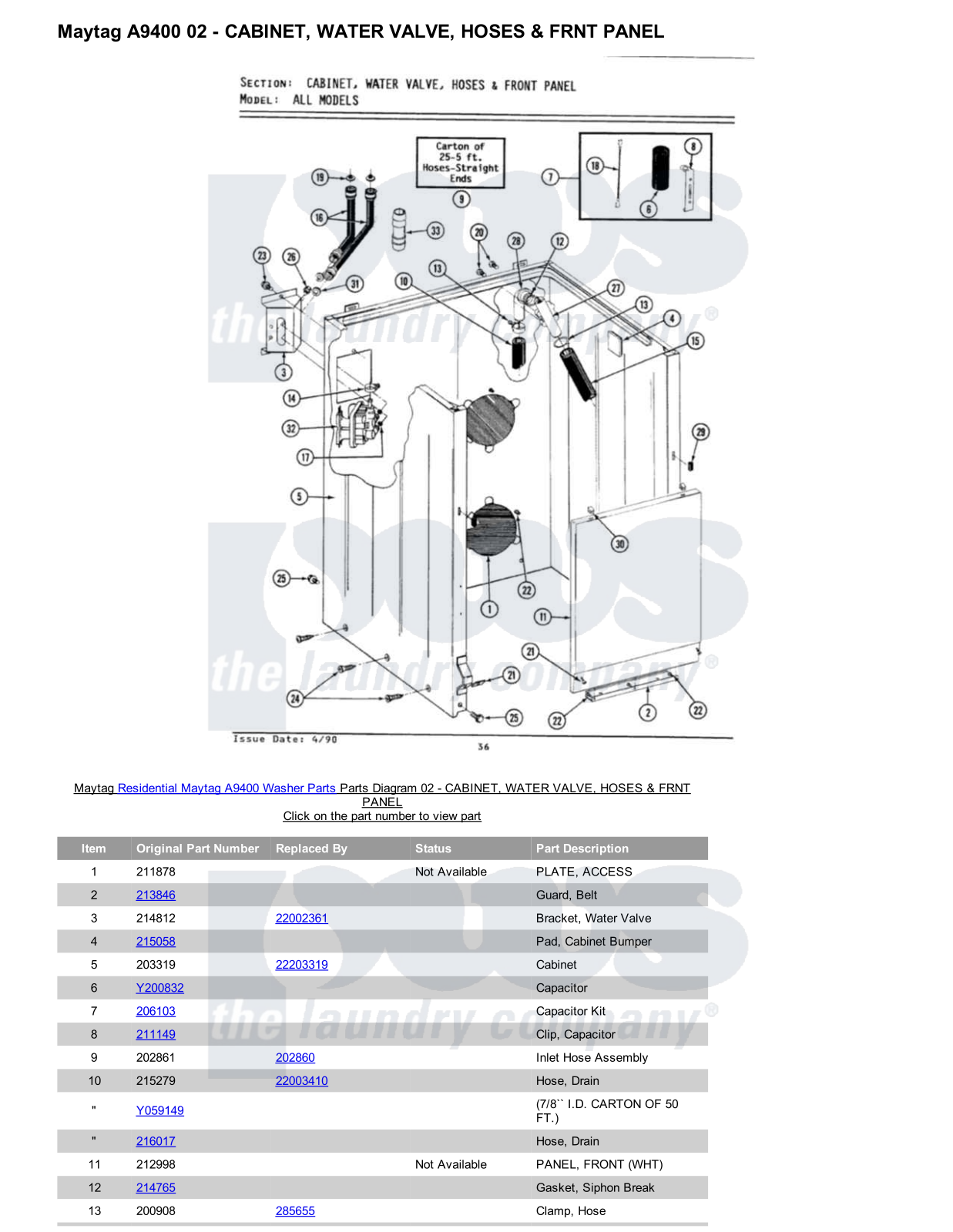 Maytag A9400 Parts Diagram