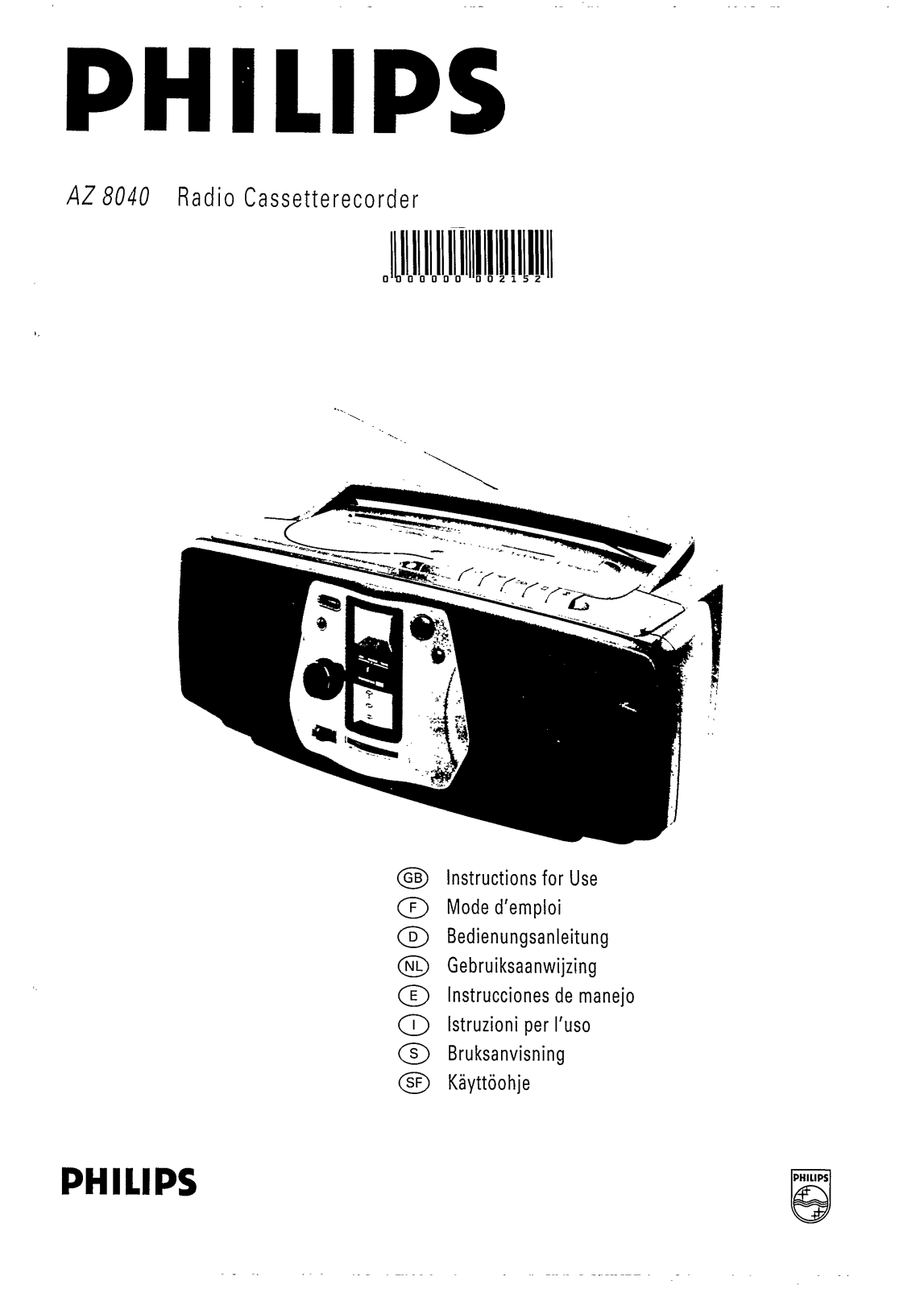 Philips AZ8040/41, AZ8040/21, AZ8040/20M, AZ8040/20, AZ8040/05 User Manual