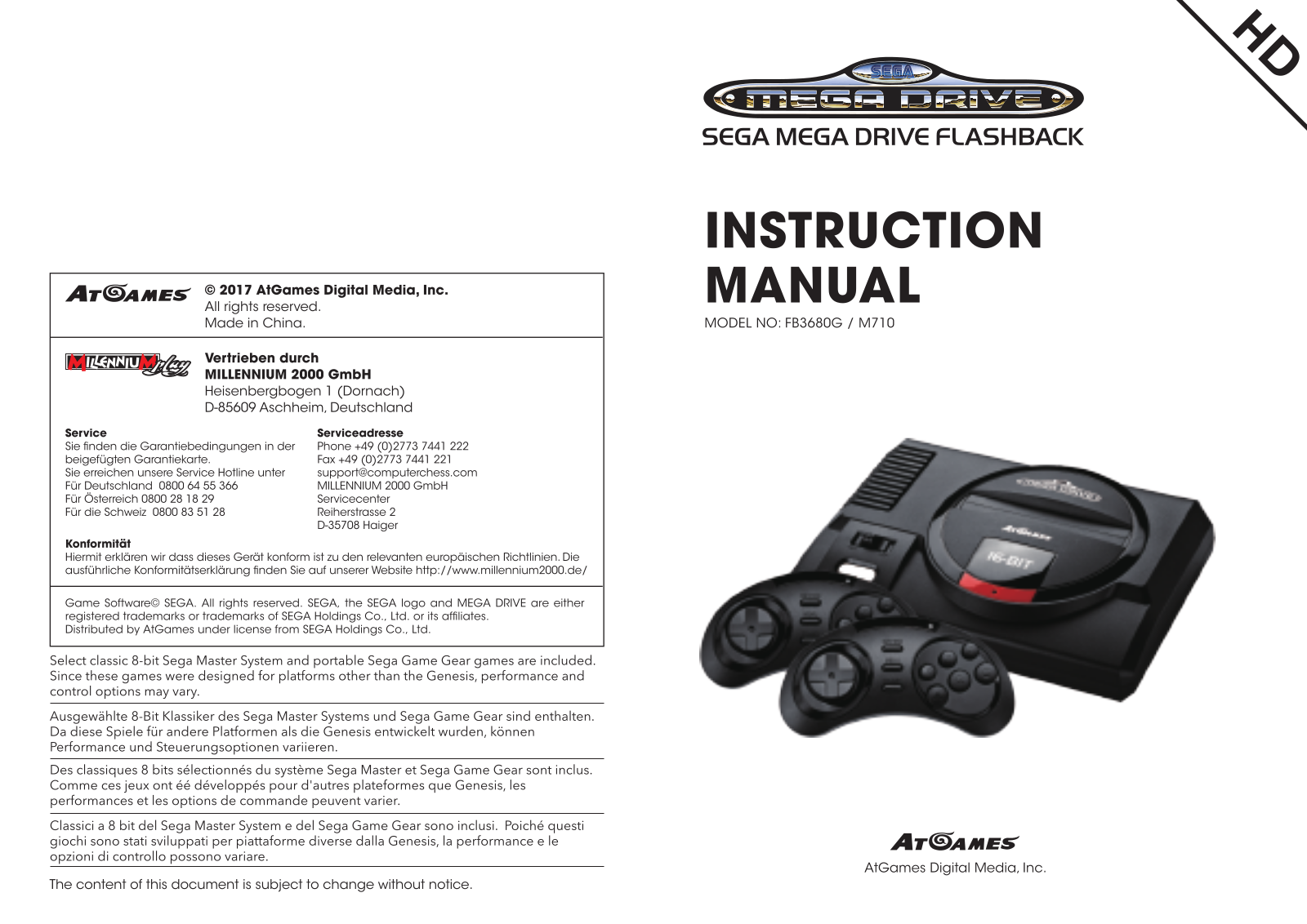 SEGA FB3680G, M710 User guide