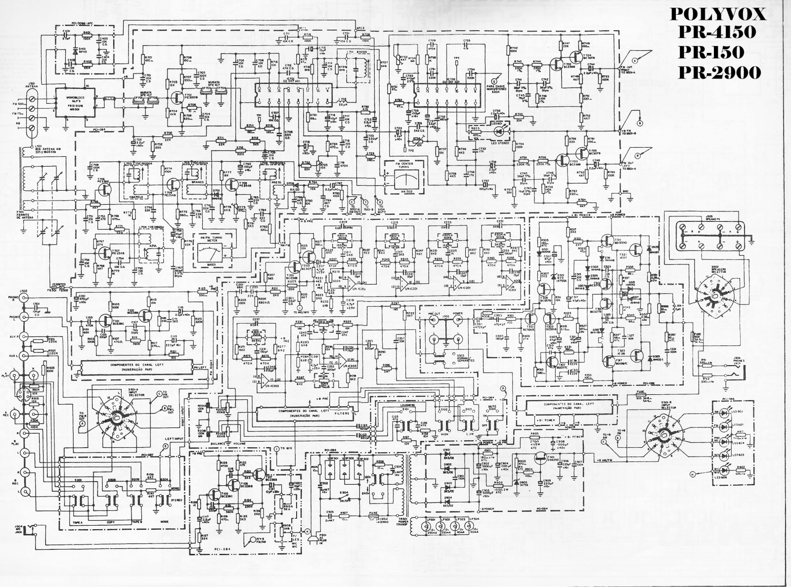 Polyvox PR150, PR4150, PR2900 Schematic