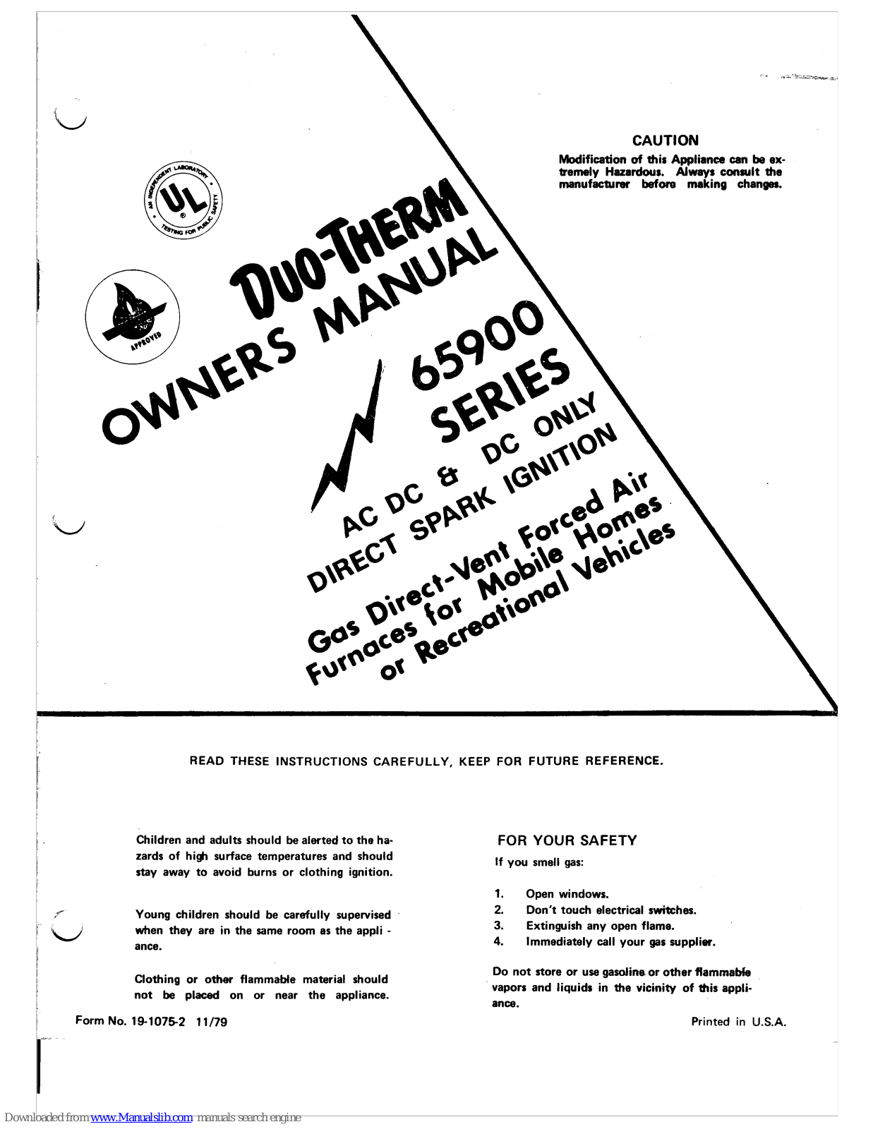 Duo-Therm 65900 seies Owner's Manual