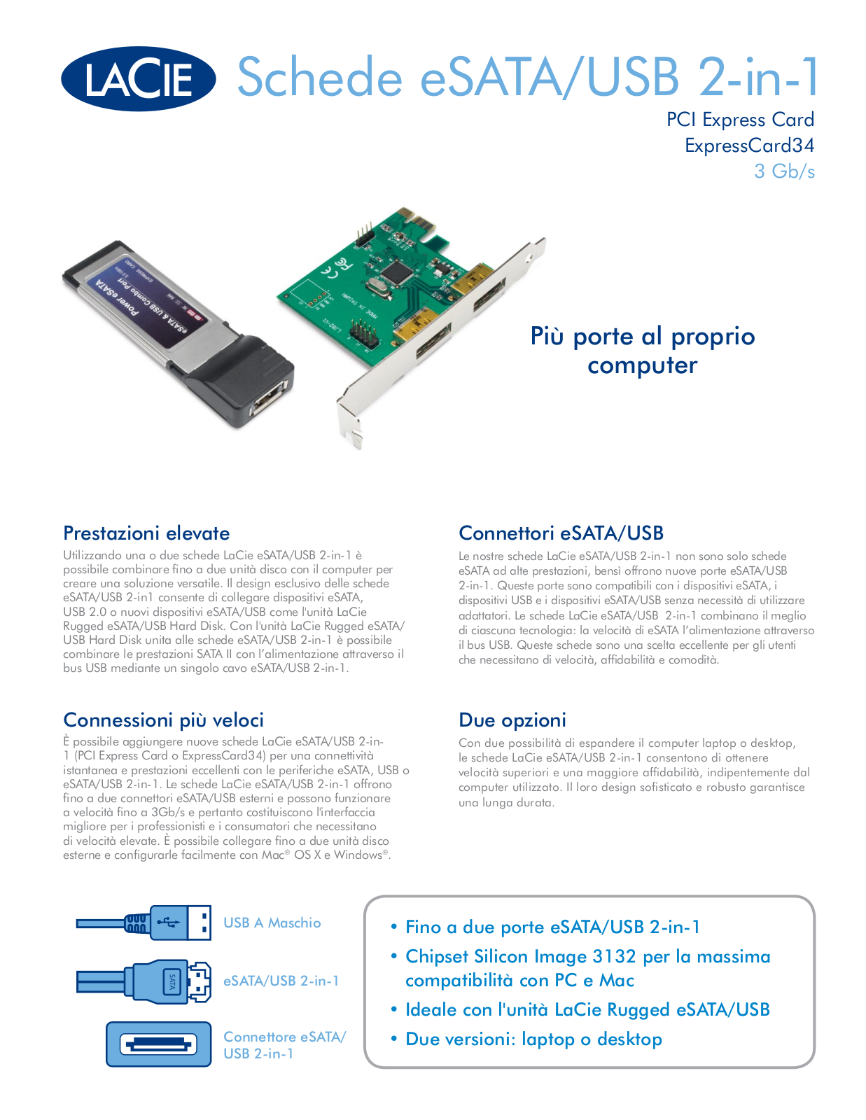 Lacie SCHEDE ESATA/USB 2 IN 1 DATASHEET