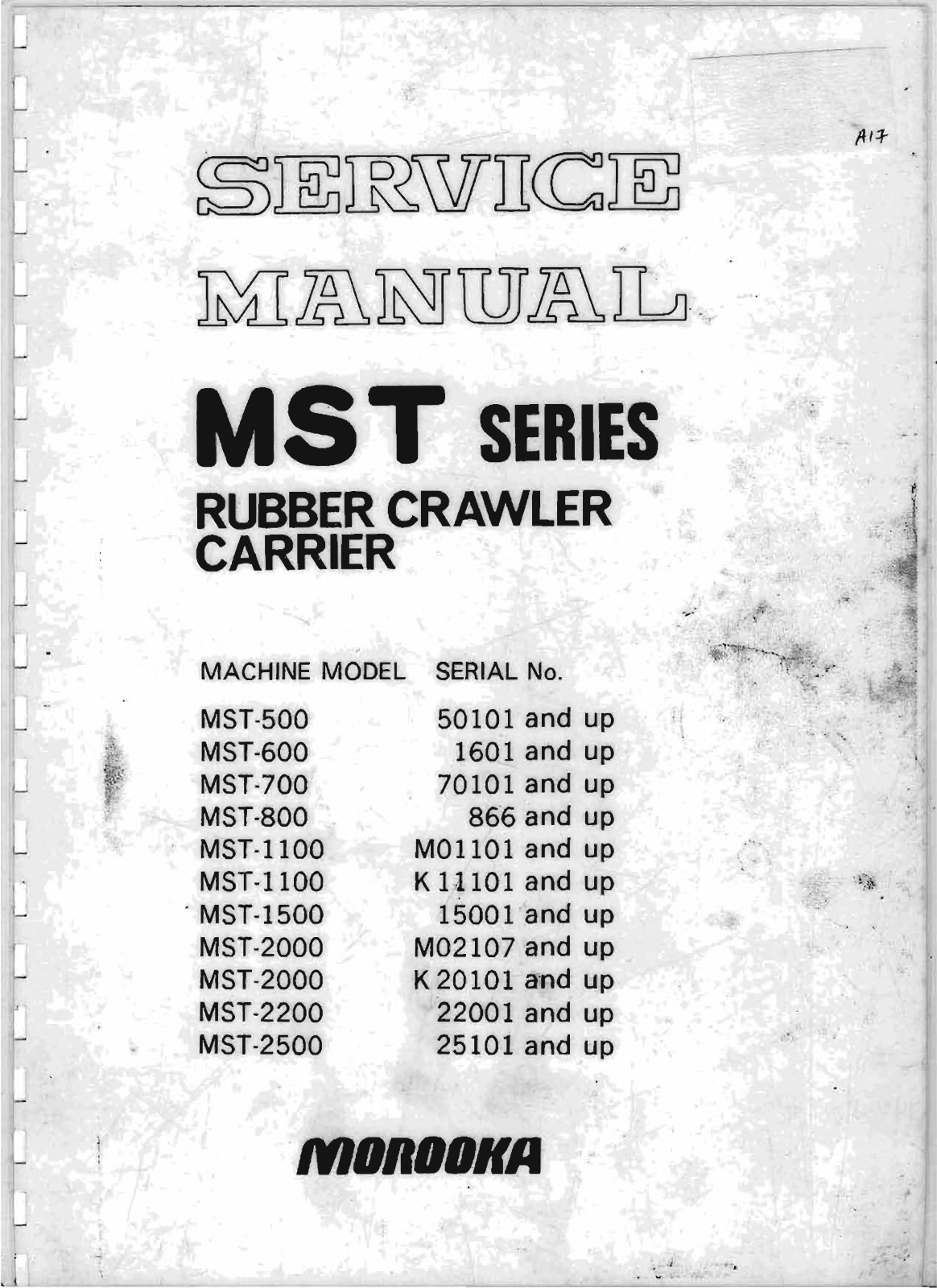 Morooka MST-500, MST600, MST700, MST800, MST1100 Service Manual