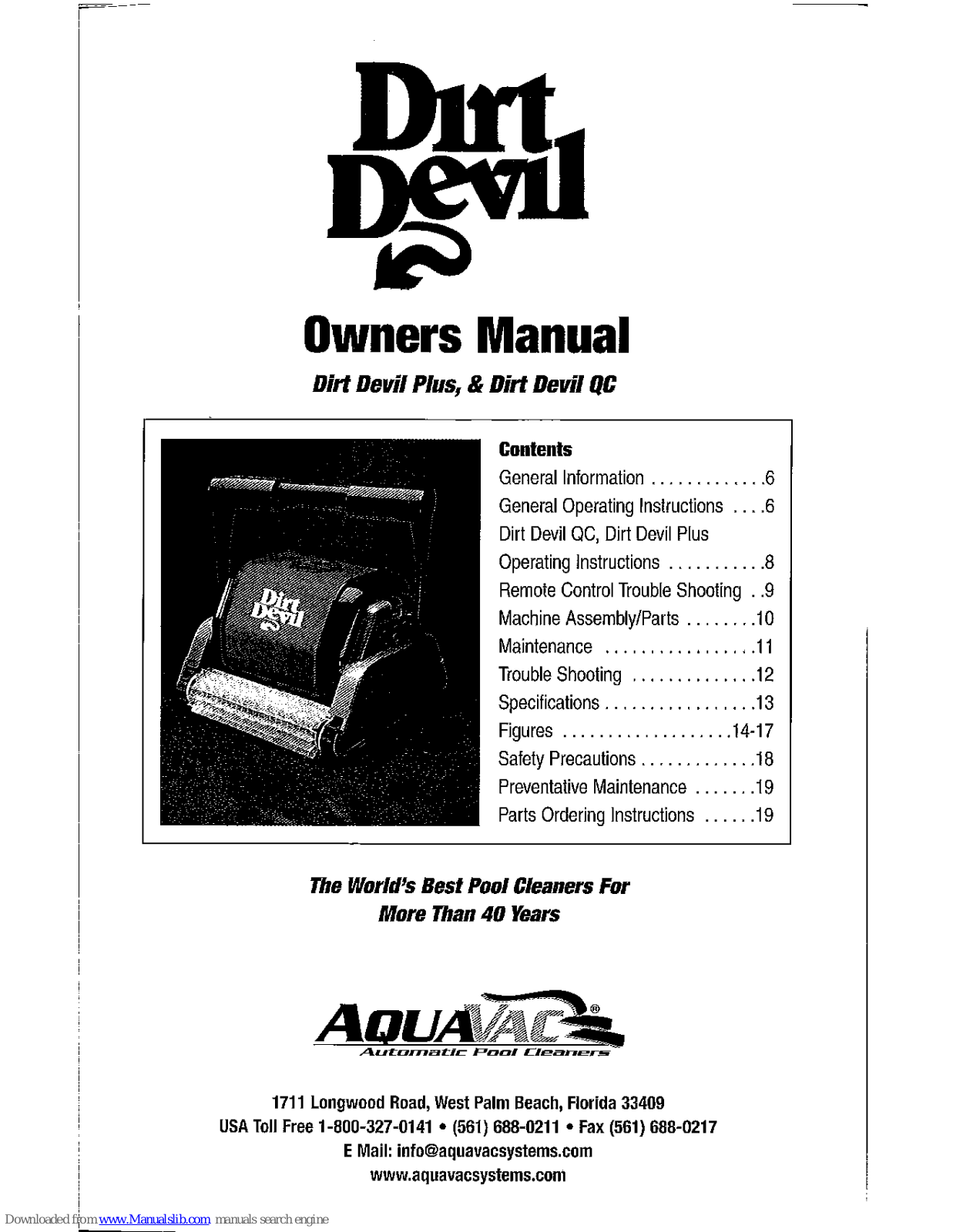 Dirt Devil Plus, QC Owner's Manual