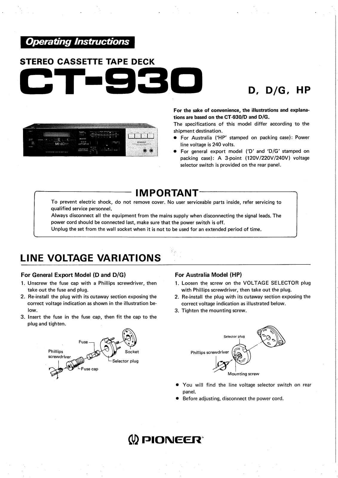 Pioneer CT-930 Owners manual