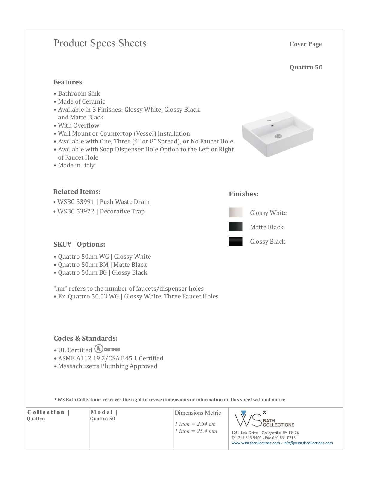 WS Bath Collections WSO3476 Specifications - ManualMachine.com
