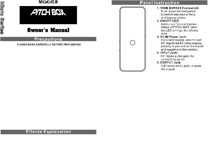 Mooer Pitch Box Owner`s Manual