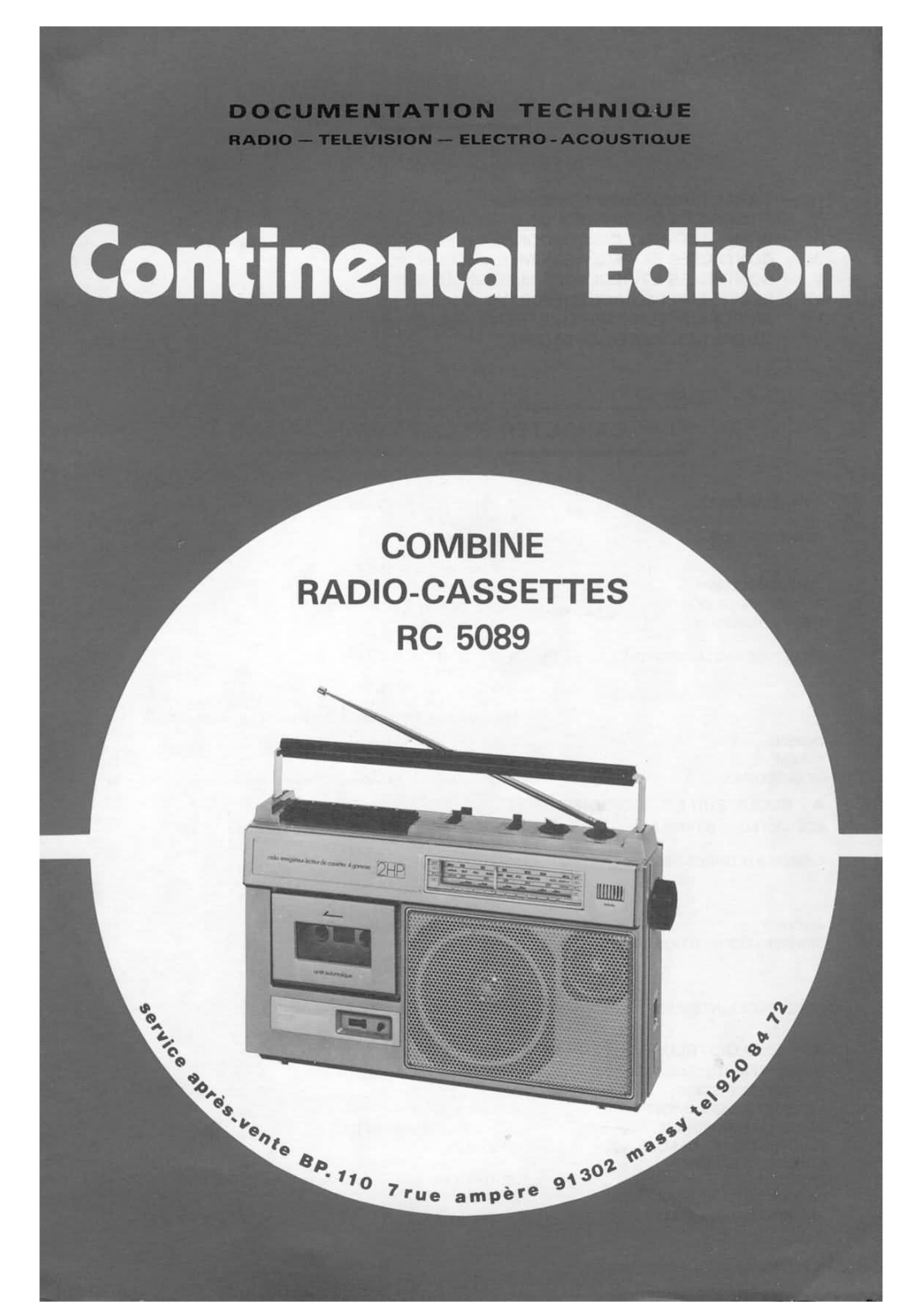 Continental Edison RC-5089 Service Manual