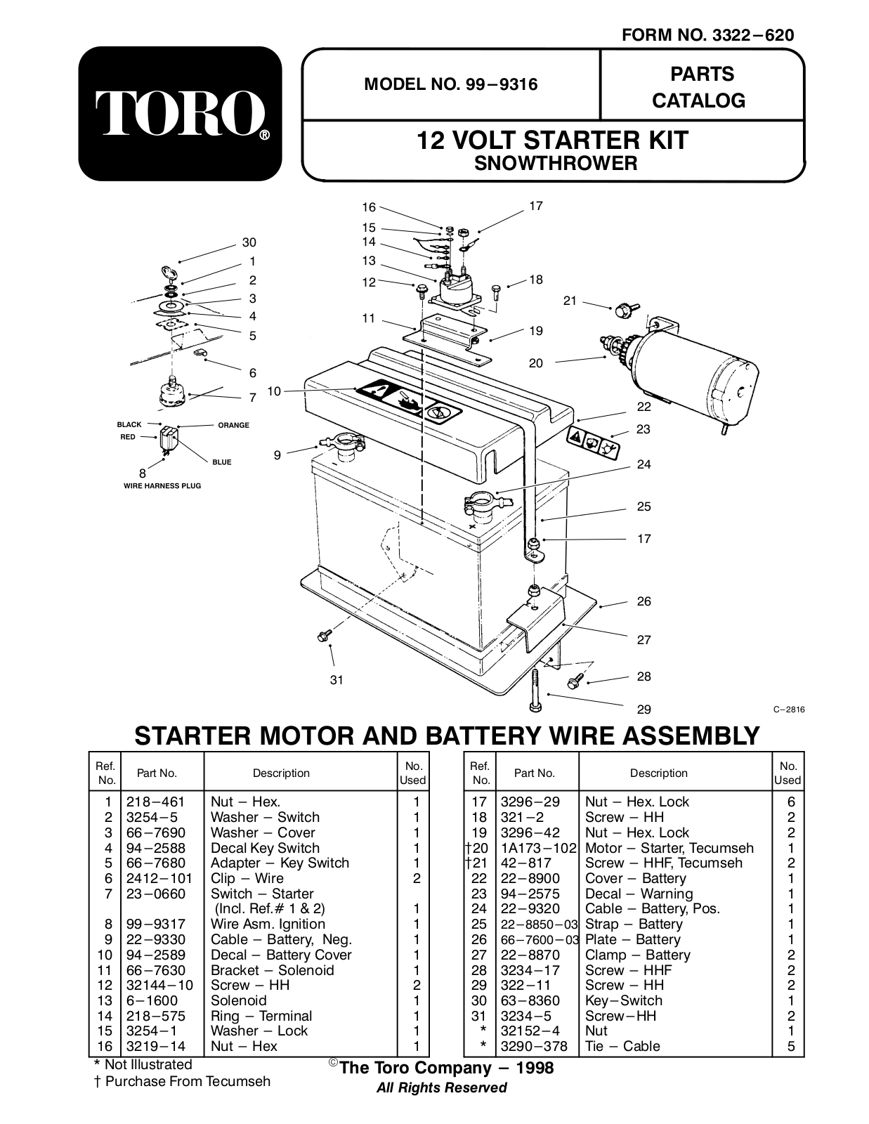 Toro 99-9316 Parts Catalogue