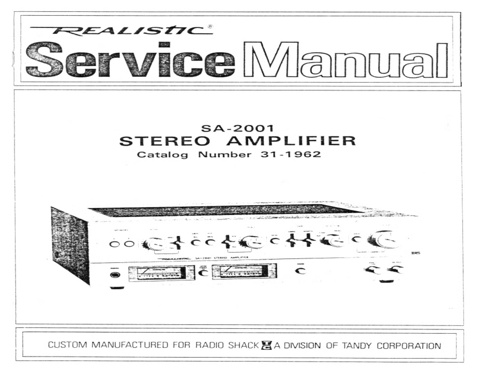 Realistic   RadioShack SA-2001 Service Manual