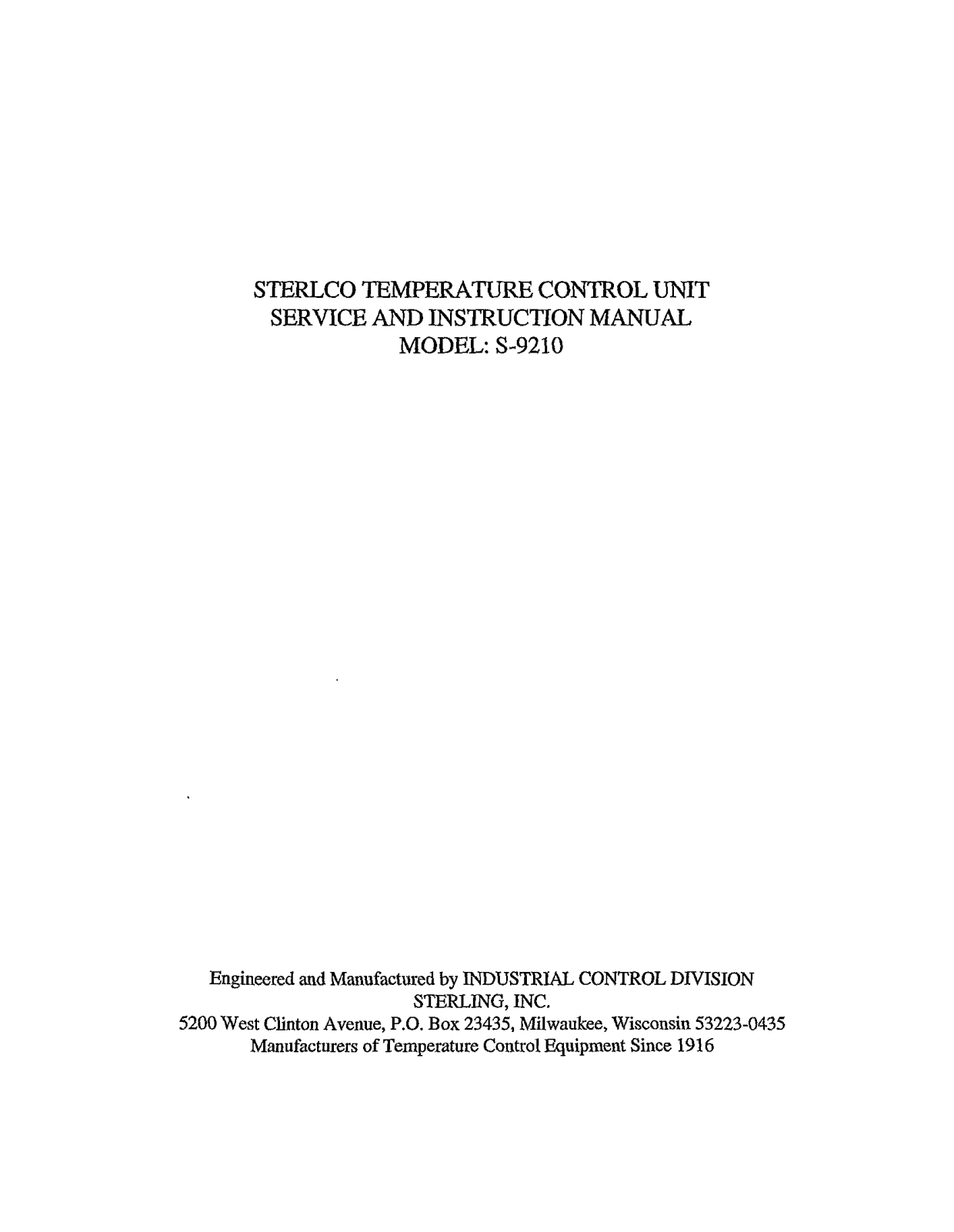 Sterling S-9210 User Manual