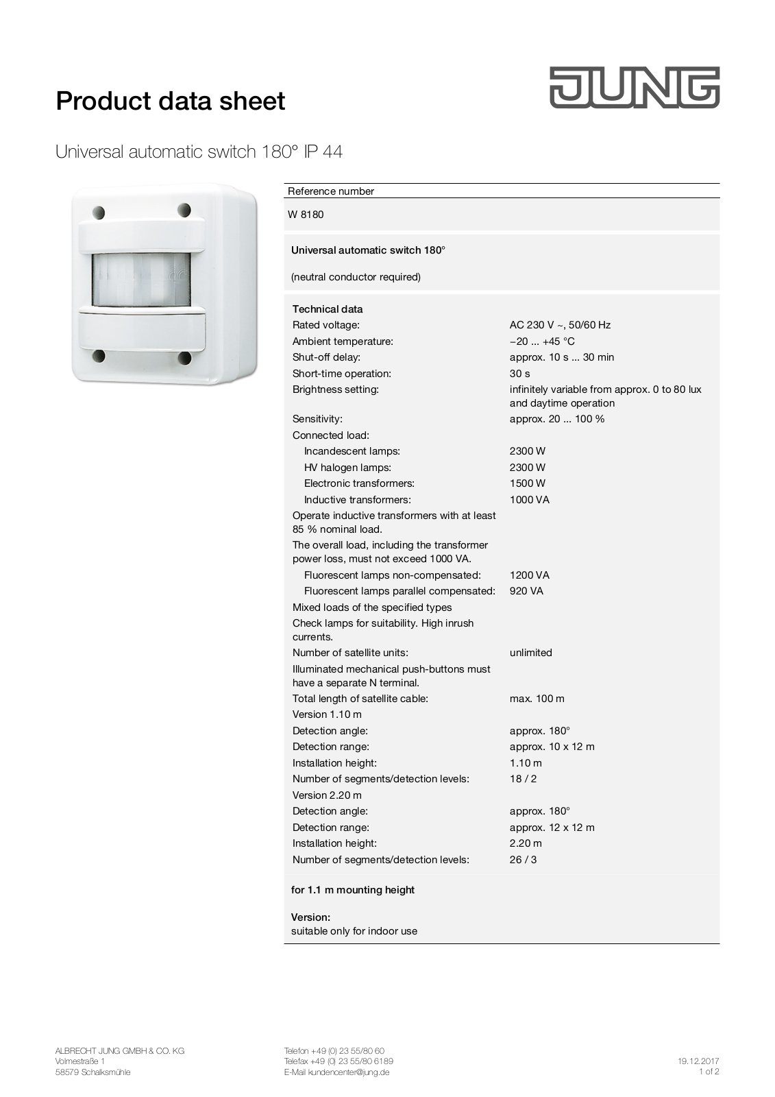 Jung W 8180 User Manual