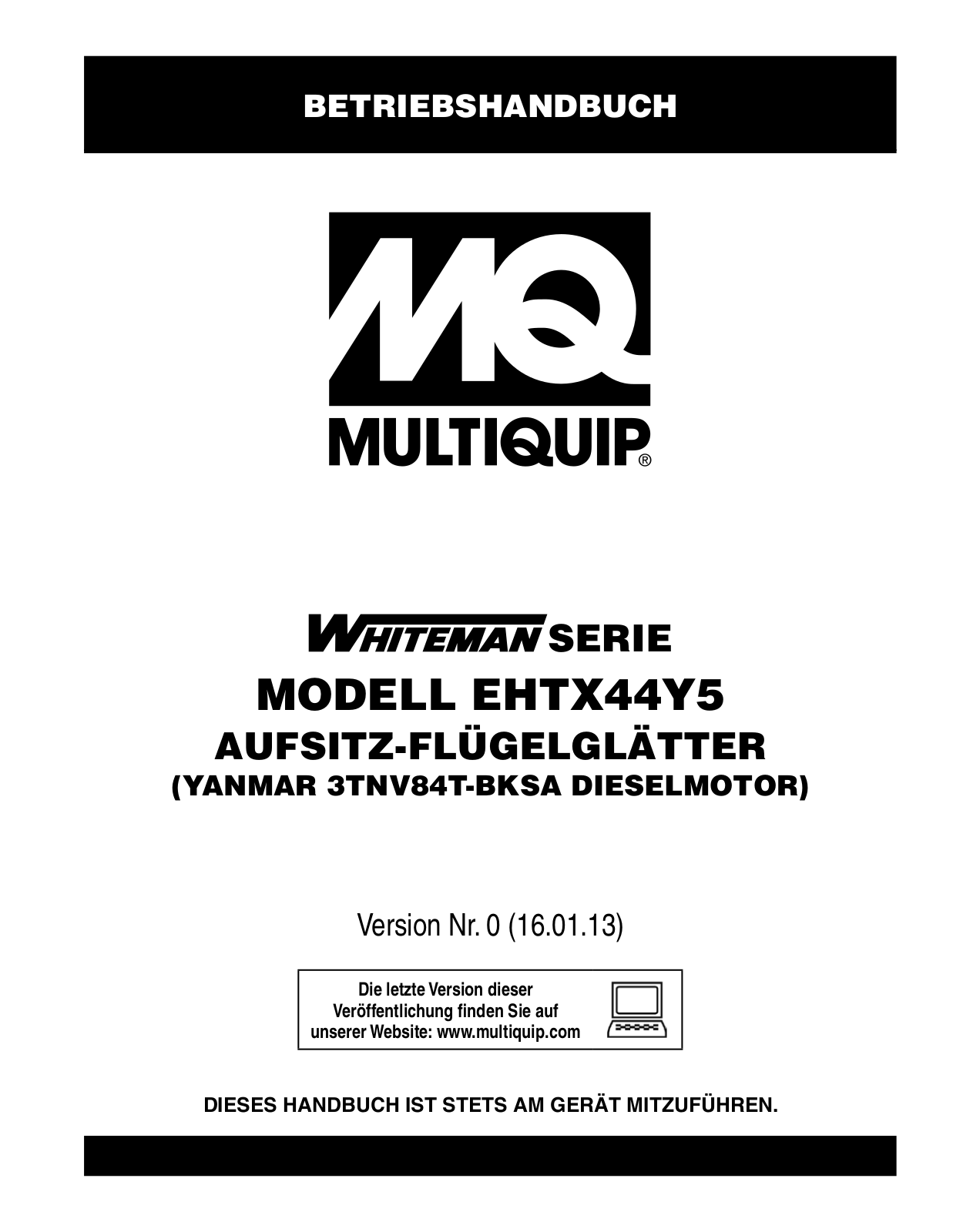 Multiquip 16.01.13 User Manual