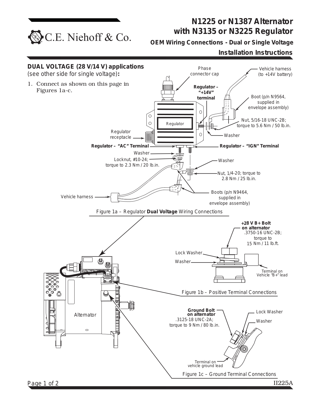 C.E. Niehoff & Co. N1225, N1387 Installation