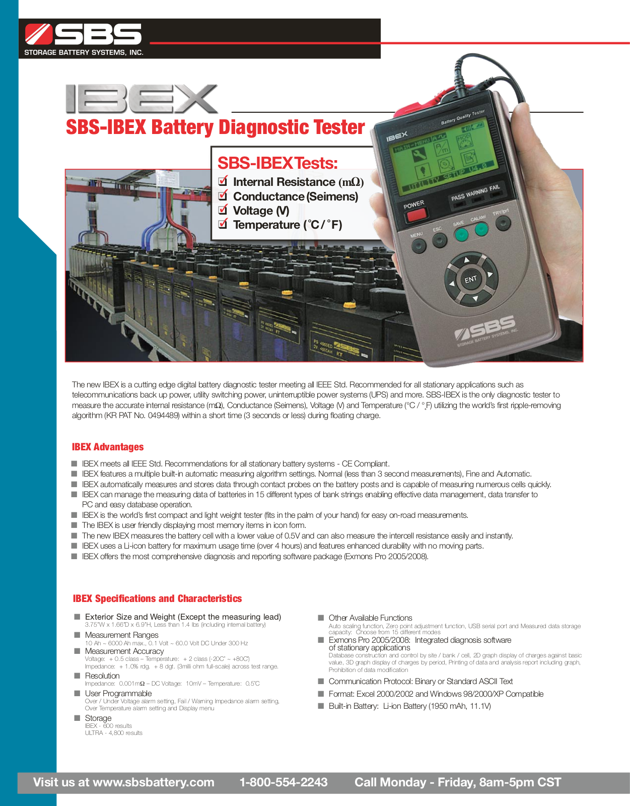 Storage Battery Systems SBS-IBEX, SBS-IBEX-ULTRA Data Sheet